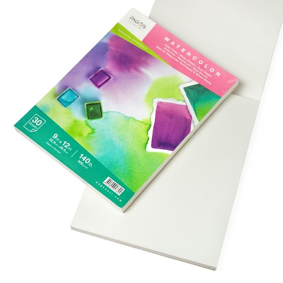 Pagos Watercolor Paper Pad 140 lb. 9x12" 60 Sheets - Picture 6 of 8